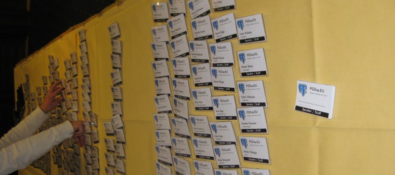 Preparing nametags for PGDay.EU 2010